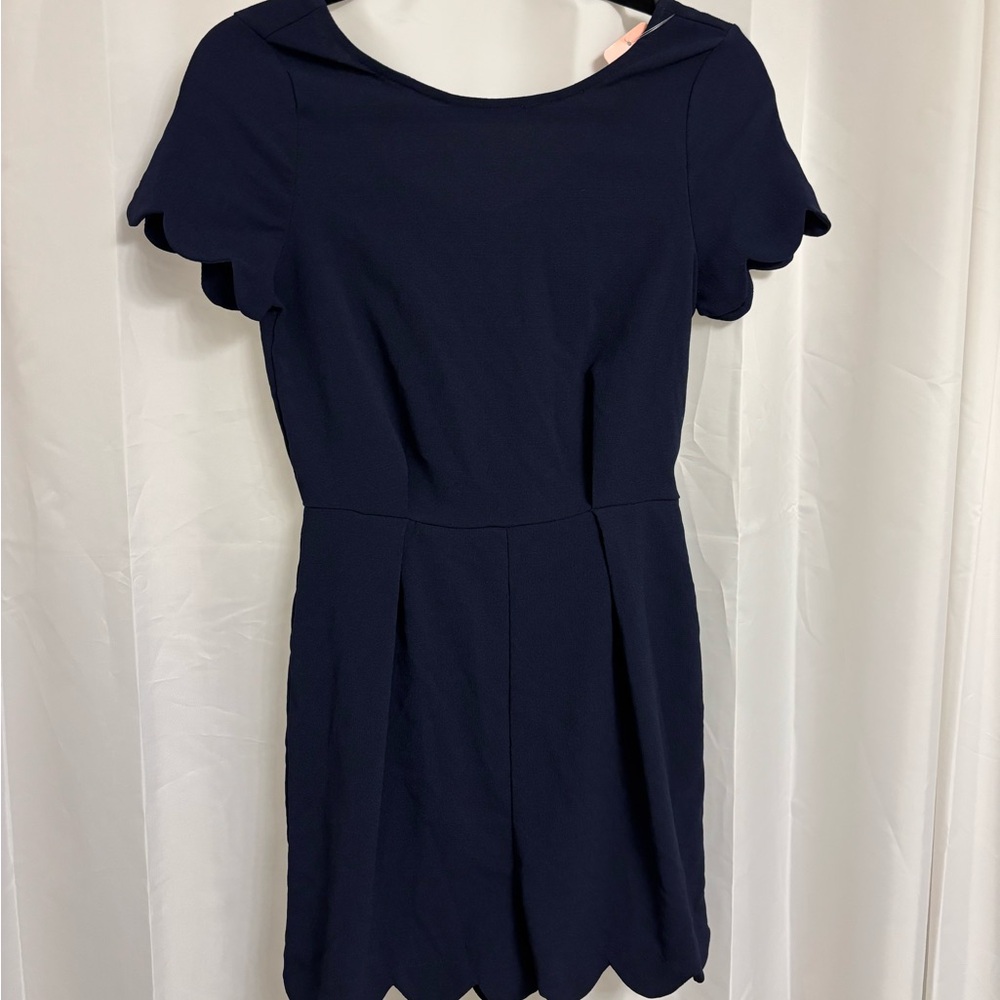 Monteau Navy Scalloped Romper